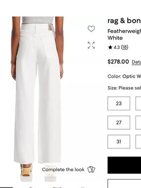 rag & bone Optic White High-Rise Wide-Leg Jeans
